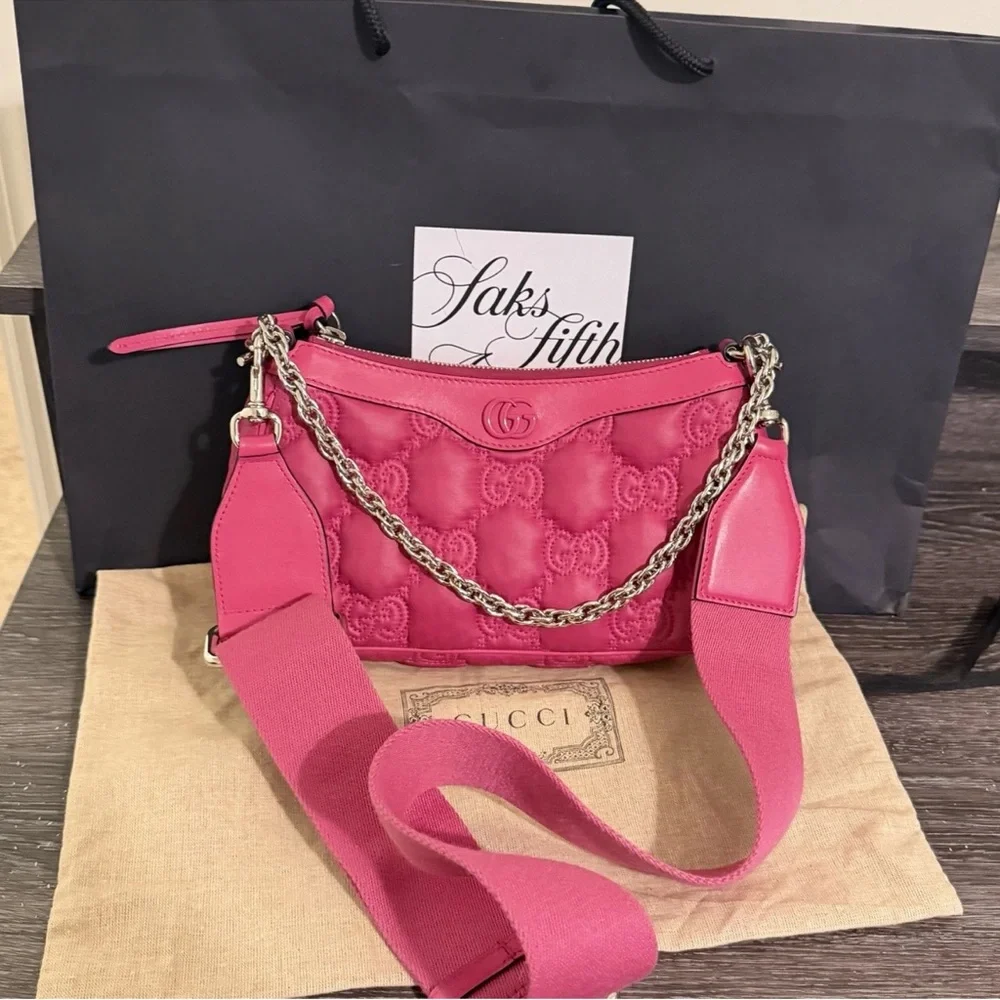 Gucci Matelasse Pink Quilted Crossbody Bag retail $3500 - Picture 1 of 16